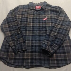 Milwaukee Gridiron Shirt Mens XL Gray Plaid Flannel Long Sleeve Button Up